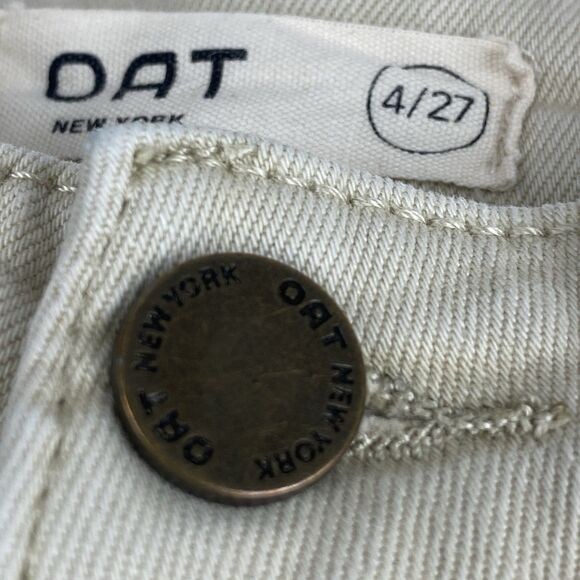 OAT New York High Rise Wide Leg Crop Pants Womens 4 Raw Hem 27W Oatmilk Spring - Picture 14 of 16